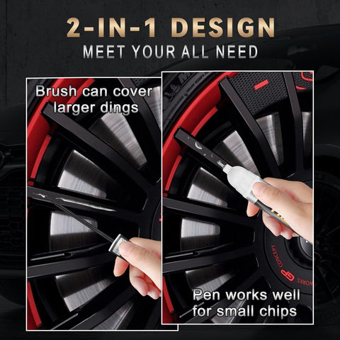 Application of Matte Black Rim Touch Up Paint Pen For Wheels And Metal Quick And Easy Curb Rash Repair Universal Color Match