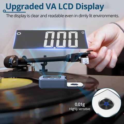 Digital Stylus Force Gauge With 0.01g Resolution And 5g Capacity For Turntable Setup Dope Blue LCD Display on tonearm