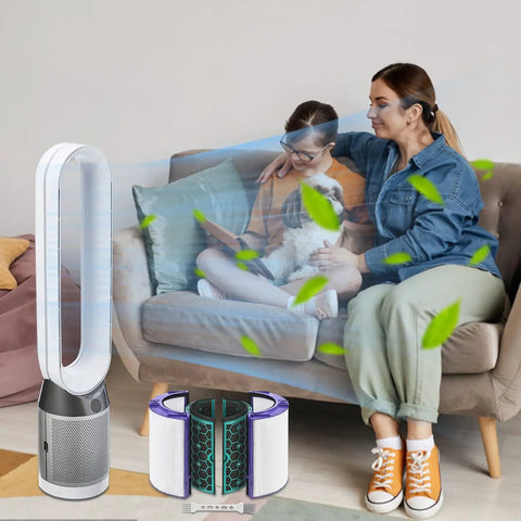 Room with Dyson purifier and Replacement True Filter for Dyson Pure Cool 360 Sealed Two Stage System Activated Carbon.