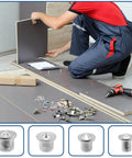 Carpenter using 24 Piece Doweling Center Transfer Plugs Set For Woodworking Pro Grade With Four Sizes Chromed Steel Pins