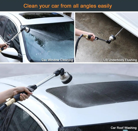 Heavy Duty Metal Garden Hose Wand With 16 Inch Sprayer, 9 Watering Patterns used for car window and roof cleaning