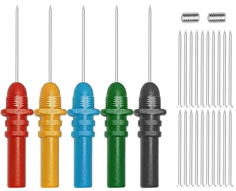 Colorful probes and pins from Oscilloscope Accessory Set With 20 To 1 Attenuator And Auto Test Leads For Vehicle Measurement Includes 3M BNC To Banana Adapter Cable And Wide Range Probes Clips And Automotive Test Tools Must Have For Pros