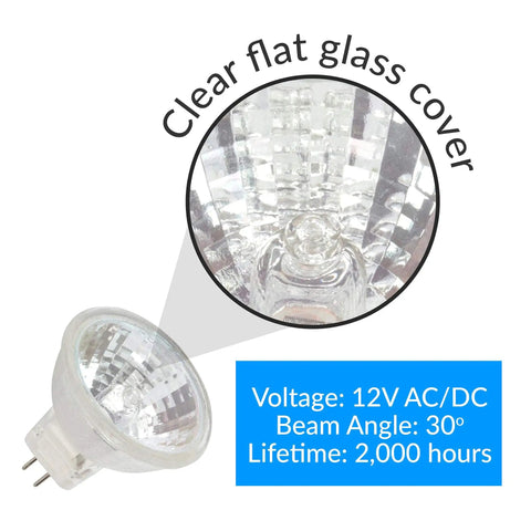 MR11 Halogen Spotlight Bulbs 20W 12V FTD 6 Pack 2 Pin GU4 Base Dimmable Lit Warm White 2700K 220 Lumens detail