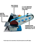 Heavy Duty Benchtop Belt And Disc Grinder Featuring A Badass 2 X 40 Inch Sanding Belt And 6 Inch Grinding Wheel with fan-cooled motor