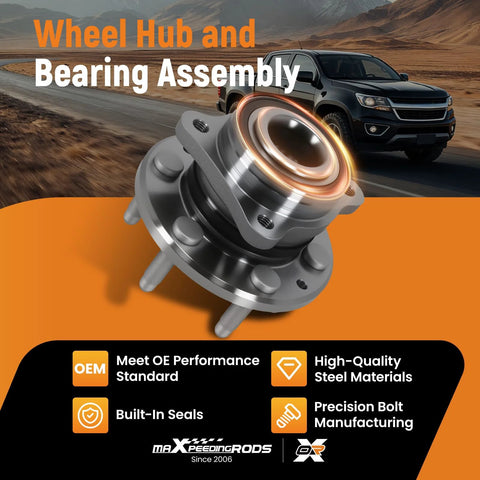 Front Wheel Bearing And Hub Assembly For Chevrolet Colorado 4WD 2015 2021 And GMC Canyon 4WD 2015 2021 Six Lug ABS, high-quality steel