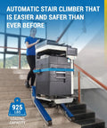 Heavy Duty Electric Stair Climbing Hand Truck With Dual Motors And Smart Load Balancing Board handles 925 pounds on stairs.