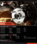 Two Front Wheel Bearing And Hub Assembly Set Direct Fit For Dodge Challenger Charger Magnum And Chrysler 300 2005 Through 2014 RWD Vehicles With Ball Bearing High Load Capacity Replacements showing close-up of hub with steel studs