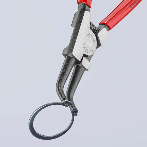 External Circlip Pliers With 45 Degree Angled Tips Heavy Duty Forged Jaws Black Atramentized Finish in use.