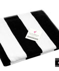 Folded Two Pack Pool Lounge Chair Covers With Cabana Stripe Design Soft 100 Percent Ringspun Terry Cotton Oversized 32 Inch Wide By 82 Inch Long With A 7 Inch Pocket Black Beach Spa Chair Cover Set