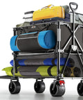 400L Double Decker Folding Utility Wagon With 450Lb Capacity And 47 Inch Extended Shelf For All Terrain Hauling loaded with gear