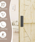 8-3/5 Inch Sliding Barn Door Handle Matte Black Finger Pull Flush Mount on wooden door with easy install features visible