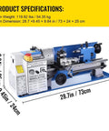550W Mini Metal Lathe 7X14 Inch Benchtop Precision Gearhead With Variable Speed Motor Digital Readout for woodworking specifications