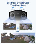 4K PoE Security Camera System With Dual Outdoor Cameras 180 Degree Panoramic View shown in a home surveillance setting.
