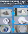 Image showing before and after repair using 2 Lb Epoxy Putty Sculpt Clay For Modeling And Repair, 2 Part A And B Self-Hardening Clay.