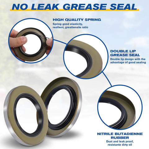 Boat trailer bearing kit with grease seals and nitrile rubber seals; front and close-up views; 4-piece set.