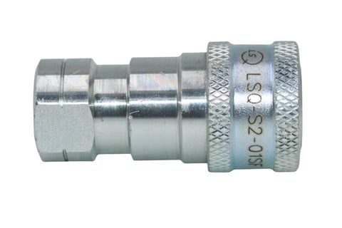 Metal hydraulic quick-connect coupling, 1/8-inch NPT, ISO 7241-B, knurled body