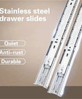 Stainless Steel Drawer Runners With Soft Close Slides For Smooth Quiet Drawer Gliding In Kitchen Office Or Workshop Cabinets
