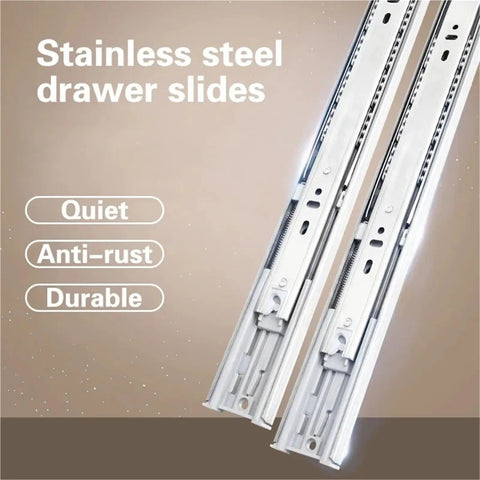 Stainless Steel Drawer Runners With Soft Close Slides For Smooth Quiet Drawer Gliding In Kitchen Office Or Workshop Cabinets