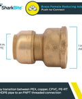 3/4 To 1 Inch FNPT Water Softener Adapter Brass Push To Connect Fitting For PEX Copper CPVC PE-RT HDPE Piping, Quick Install MNPT Reducer