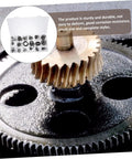 Close-up of gear with 225 Piece Carbon Steel C Shape Retaining Ring Kit External Snap Rings in storage case, top corner inset