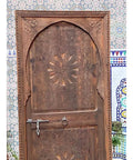 Custom Solid Wood Barn Door Hand Carved Rustic Moroccan Inspired Antique Style Interior Door Sliding Or Hinged Single Or Double Panel Made To Order 71 By 34 Inches No Glass No Hardware Included