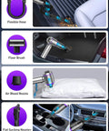 Boss Level 80,000 RPM Vacuum And Air Duster 4 In 1 Handheld Cordless Cleaner demonstrating flexible hose and nozzle attachments