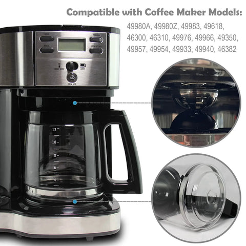 12-cup replacement glass coffee carafe with black handle for Hamilton coffee maker.