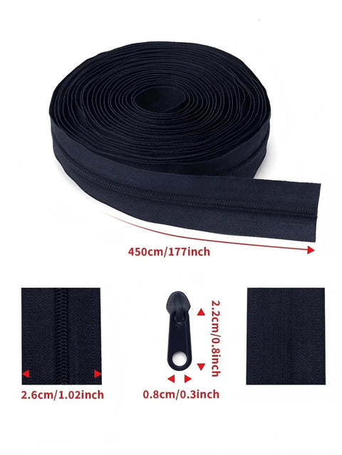 Complete 4.5 Meter Nylon Zipper Repair Kit With 10 Matching Plastic Pulls For Size 3 Zip Tape In Sky Blue Perfect For Apparel Textile Luggage DIY Sewing And Craft Projects