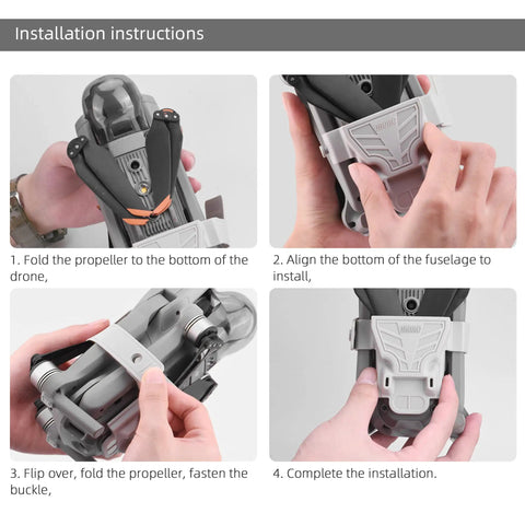 Pro Grade Propeller Guard And Strap System For DJI Mavic Air 2 And Air 2S Drones, Blade Protector installation steps.