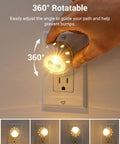 Hand rotating Easy Plug In Dusk To Dawn Night Light With 360 Degree Rotating LED, Auto On Off Sensor, Warm Glow, UL Listed