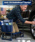 Man using Foldable Garden Kneeler Seat with Upgraded No Slip Base And Removable Cushion, 350 Lbs Capacity to clean car tire in garage