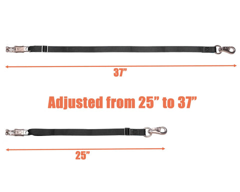Two Pack Adjustable Horse Trailer Tie Straps 25 To 37 Inches, Built Tough Heavy Duty Nylon Tie Downs With Bull Snap And Panic Snap