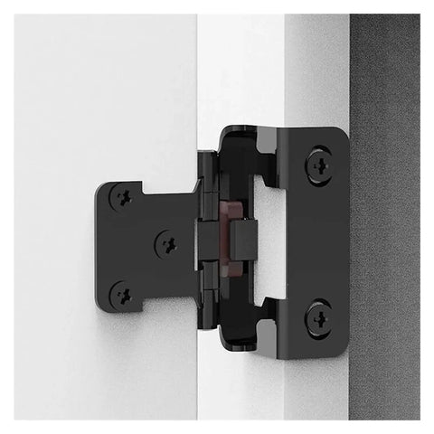 Two Pack Half Inch Self Closing Spring Hinges For Kitchen Cabinets And Furniture Hardware Matte Black Semi Hidden Design Soft Close No Fuss Install Upgrade Reliable Quiet Operation For Smooth Cabinet Upgrades installed on white cabinet door