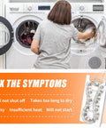 Woman loading laundry, image of Dryer Heating Element Replacement 3387747 for Popular Laundry Machines Including Whirlpool, Kenmore
