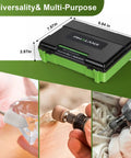 Go To Rotary Tool Accessory Kit With Four Hundred Twenty Pieces And One Eighth Inch Shanks for DIY projects, storage case, and use examples.