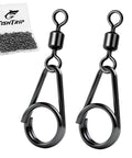 Pro Grade Fishing Swivels Snap With Pear Oval Split Ring Black Nickel 360 Degree Rotation Anti Twist For Braids High Speed Stainless Ball Bearings Secure Double Lock Snap Pear Shaped Design For Lures And Smooth Action, black swivel snaps with split rings