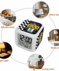 Solid Build Cube Digital Alarm Clock With Seven Color Led Night Light And Easy Peasy Snooze for office and bedroom use.