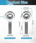 XM6 And XML6 Heavy Duty Durable Joint Rod Ends Kit 3/8 Inch Bore 3/8-24 UNF Left And Right Hand Male Threads Chrome Rod End Bearings For Steering And Traction Bars 1 Pair Includes 2 Pieces, 5/16 bore