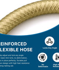 Close-up of reinforced flexible hose for 360° Swivel Kitchen Faucet, Pull Down Silicone Faucet with Reinforced Hose, Thickened Integrated Leak-Proof Base, Stainless Steel Single Handle Faucet for Kitchen, RV, Laundry & Outdoor (Gold).