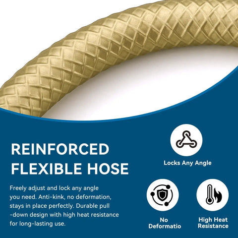 Close-up of reinforced flexible hose for 360° Swivel Kitchen Faucet, Pull Down Silicone Faucet with Reinforced Hose, Thickened Integrated Leak-Proof Base, Stainless Steel Single Handle Faucet for Kitchen, RV, Laundry & Outdoor (Gold).
