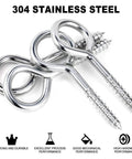 5 Inch Large Eye Bolts Screw In Stainless Steel 4 Pack Heavy Duty Eye Hooks For Wood Hanging 500 LBS Working Load Zinc Coated