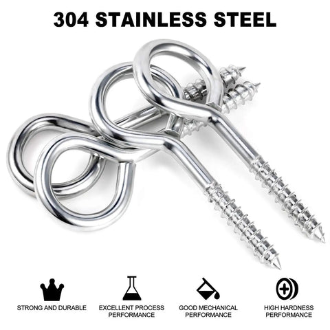 5 Inch Large Eye Bolts Screw In Stainless Steel 4 Pack Heavy Duty Eye Hooks For Wood Hanging 500 LBS Working Load Zinc Coated