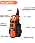 Diagram of Beast Mode Heavy Duty 1HP Sump Pump With 3500GPH Flow For Pools, Ponds, And Basements, labeled parts and features