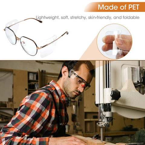 20 Pairs Clear Stretchy Side Shields For Glasses Slip On Specs Protection Fit Most Frames Anti Fog Glare Reduction Windproof Shielding