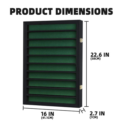 80 Golf Ball Display Case Cabinet With Solid Wood Frame UV Protected Lockable Acrylic Door Wall Mounted Black Finish Dimensions