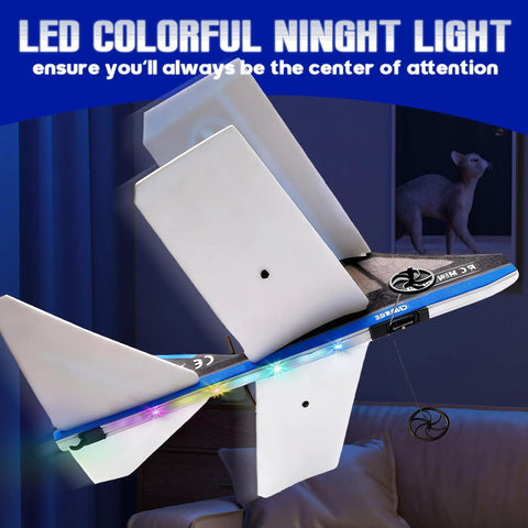 Black Remote Control Airplane For Beginners And Kids Eight To Twelve And Adults Easy To Fly Outdoor Jet Glider with LED lights