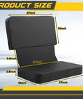 Go Kart Two Seater Seat Cushion with Elastic Straps, dimensions labeled, waterproof PU leather, comfort backrest support, double seat pad
