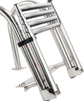 Badass 4 Step Telescoping Dock Ladder For Pontoon Boats And Yachts features heavy-duty stainless steel frame and foldable design.