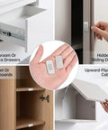 Super Strong 24 Pack Cabinet Magnets With Adhesive Secure Door Closure For Drawers And Cupboards showing installation for sliding doors.