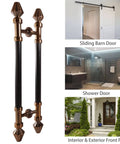 European Style Retro Door Pull Handle Aluminum Alloy Push Pull Barn Handle For Wood Glass And Sliding Doors With Easy Install Fittings Included Dope Retro Look For Interior Exterior Barn Gate Cabinet And Closet